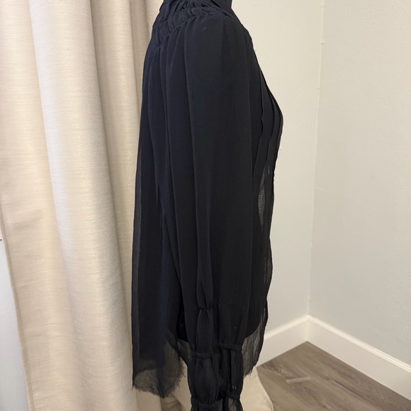 Urban Outfitters Black Sheer Button-Front Ruffle Blouse - Picture 7 of 12